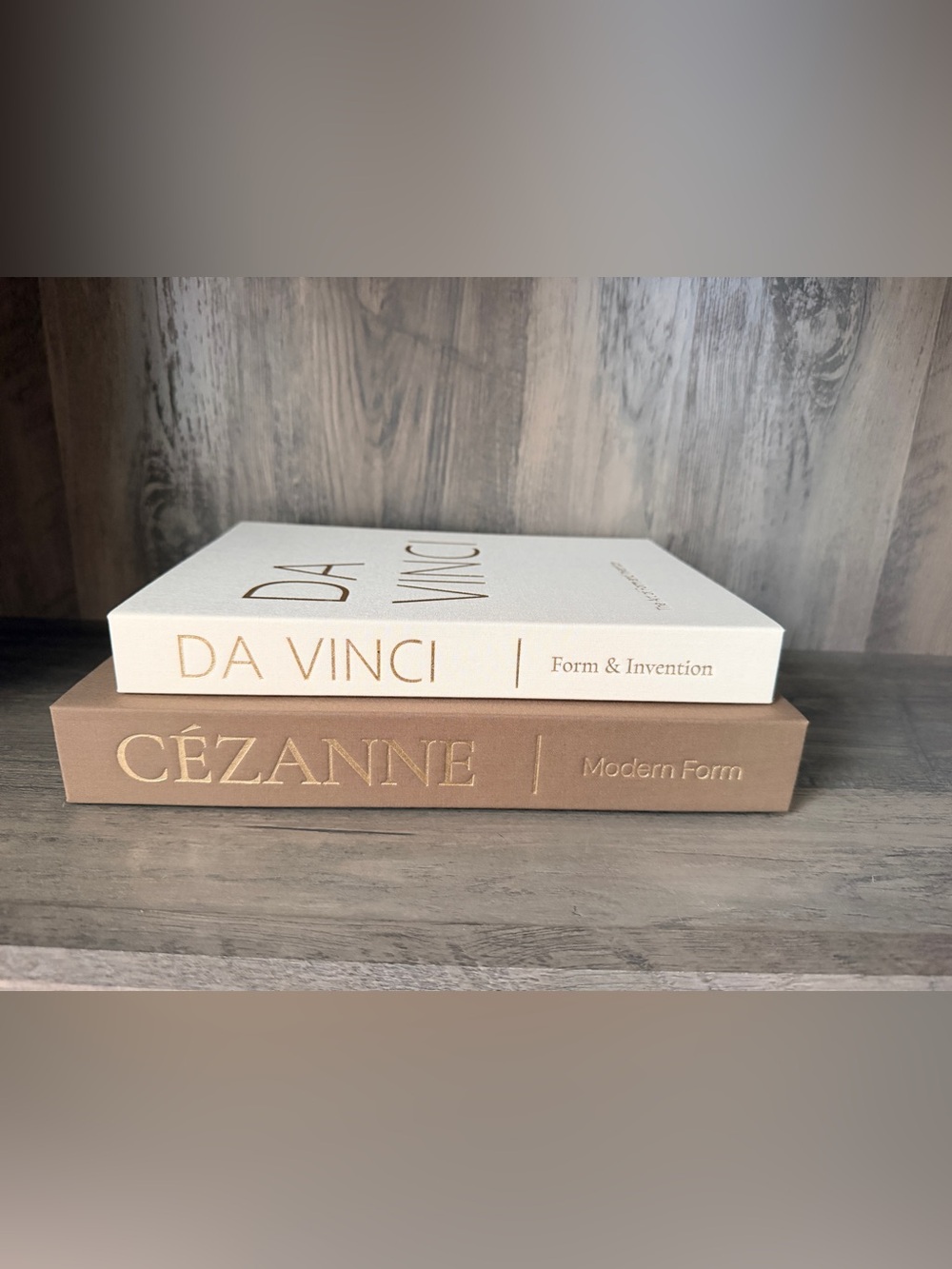 Decorative Stacked Coffee Table Books in White and Tan